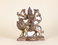 Brass 4 Inch Durga with Lion