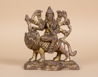 Brass 4 Inch Durga with Lion