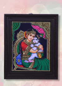 Thanjavur Painting 15X12 Inch Yasodha Krishna