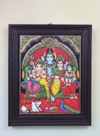 Thanjavur Painting 20X16 Inch Siva Family