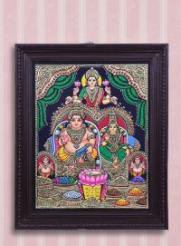 Thanjavur Painting 20X16 Inch Kubera Lakshmi