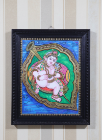 Thanjavur Painting 20X16 Inch Leaf Krishna