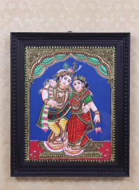 Thanjavur Painting 20X16 Inch Radha Krishna