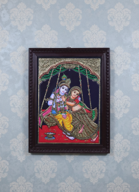 Thanjavur Painting 24X18 Inch Jula Radha Krishna