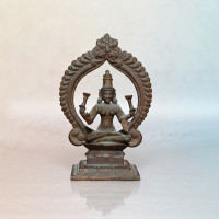 BRONZE 4 INCH SITTING LAKSHMI WITH PRABAI