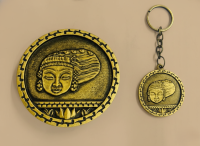 Metal Keeladi Tamil Magal Panel and Keychain combo