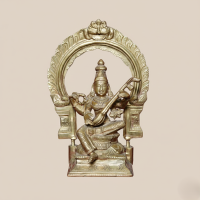 Bronze 8 Inch Saraswathi with Veenai and Thiruvatchi