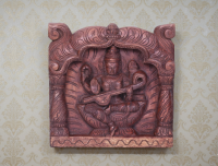 Wooden Saraswathi Panel 12x12 inch