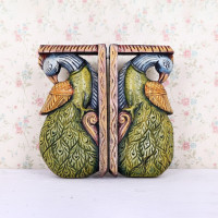 wood craving Peacock Bracket set